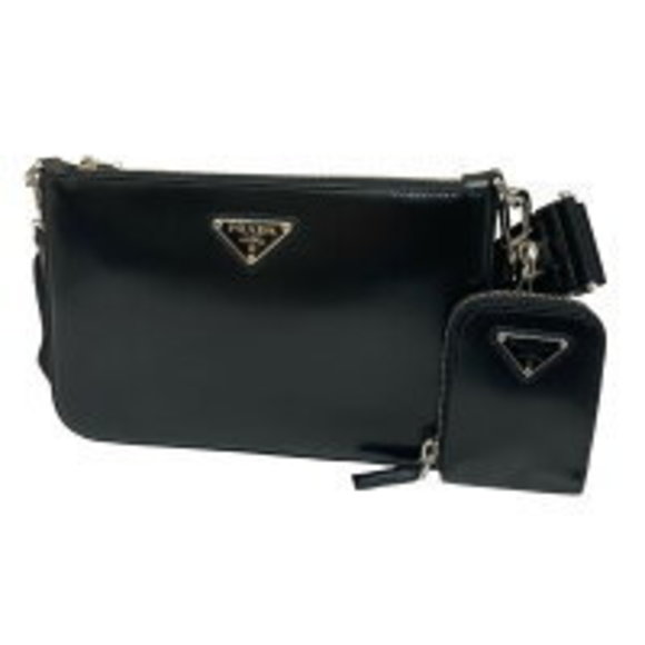 Prada Brushed Leather Shoulder Bag Black Prada - Picture 1 of 7